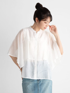 ケープデザインノースリーブシアーブラウス - Vin - Vin