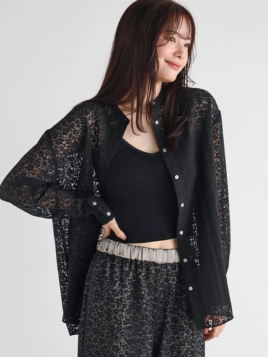 アソートパターンシアーブラックシャツ Vin｜アソートパターンシアーブラックシャツ | Rakuten Fashion