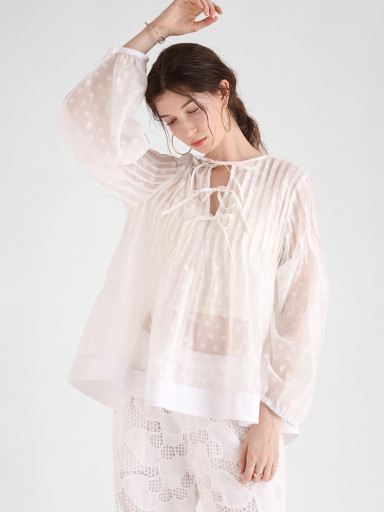 ヤマダヤ　Ample リボン付きベージュトップス Ampleのその他のトップスの商品一覧｜ファッション通販の