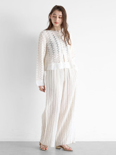 新品 YAMADAYA Ampleクロッシェニットシャツ ベージュ