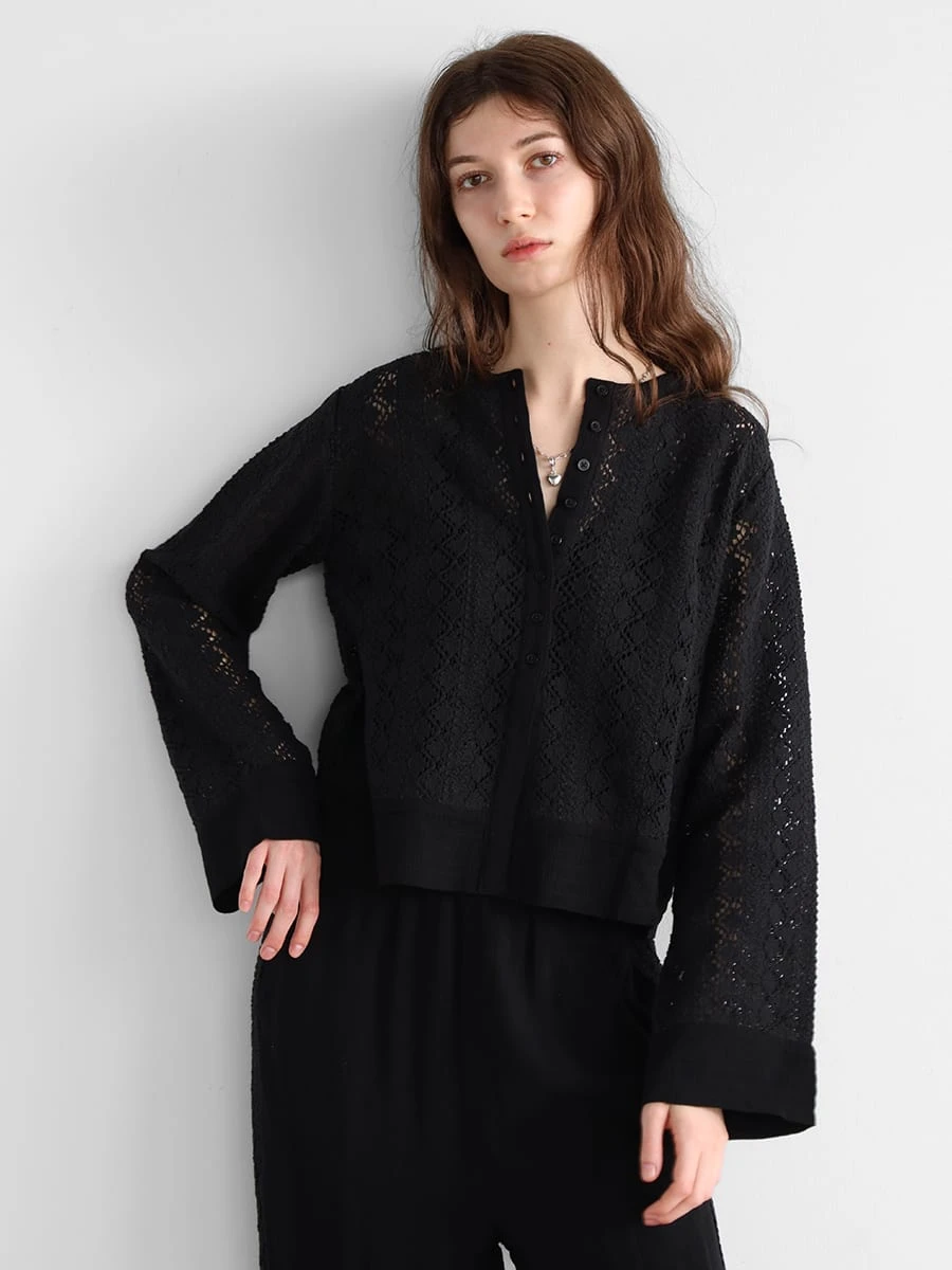 【専用です】 新品 YAMADAYA Ampleクロッシェニットシャツ ベージュ クロシェニットブラウス - Ample - Vin|YAMADAYA STORE