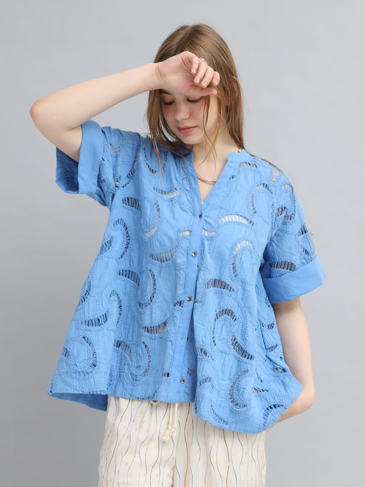 コットンエンブロイダリーシャツ コットンエンブロイダリーシャツ - Ample - Vin｜YAMADAYA STORE