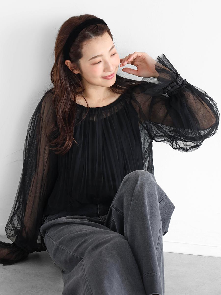 チュールプリーツブラウス YAMADAYA STORE チュールプリーツブラウス YAMADAYA STORE