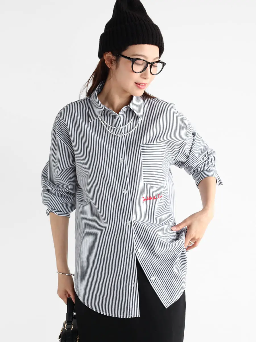 ロゴデザインストライプシャツ - Vin - Vin｜YAMADAYA STORE