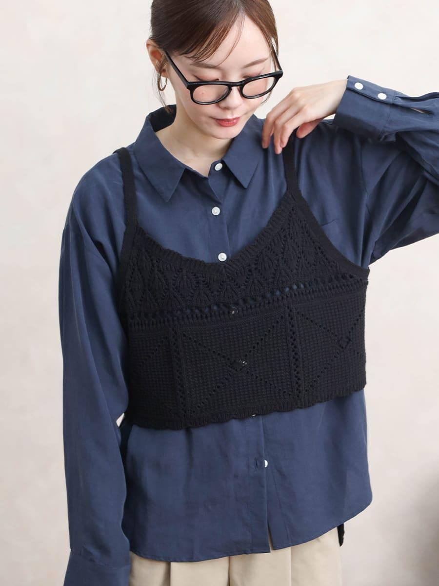 ニットビスチェ×シャツセット