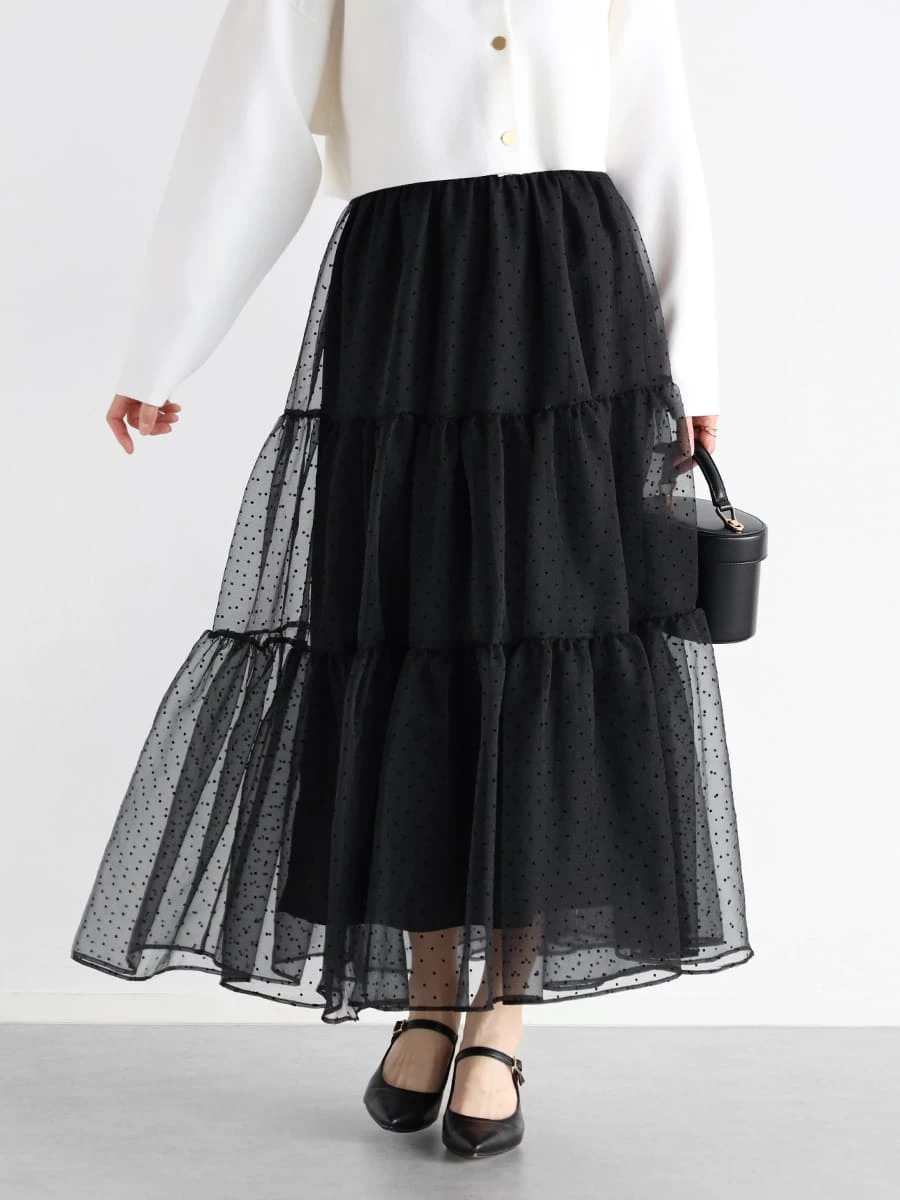 ERMANNO SCERVINO チュールスカート　ドット 40/L相当 082122752_29.webp