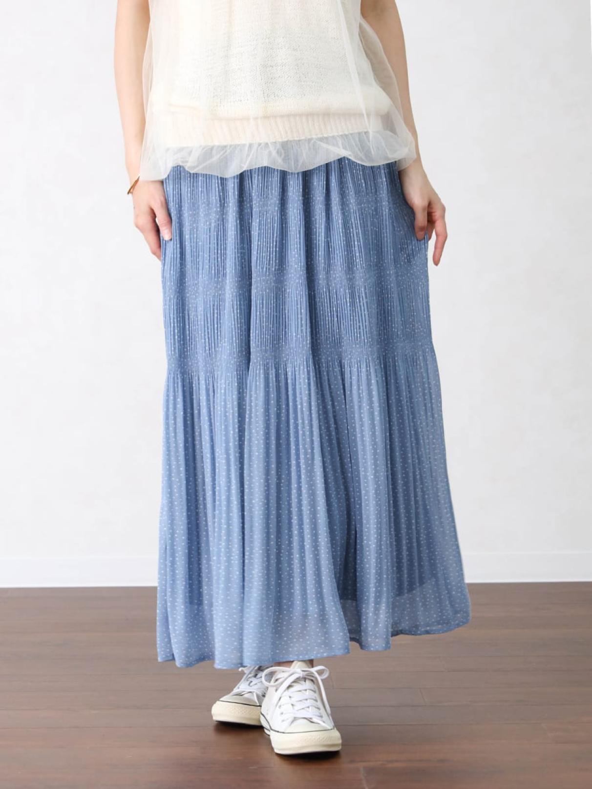 ドットプリーツシャーリングスカート - Vin - Vin｜YAMADAYA STORE