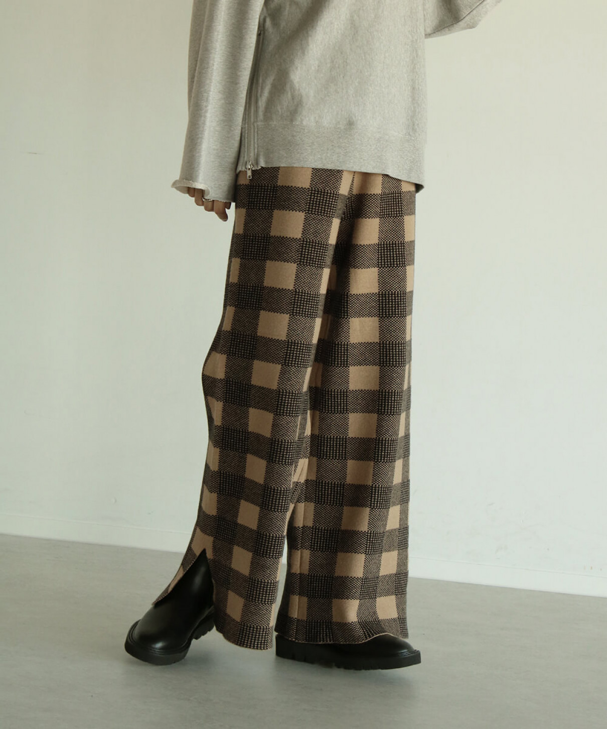 ブロックチェックニットパンツ Vin Yamadaya Onlinestore