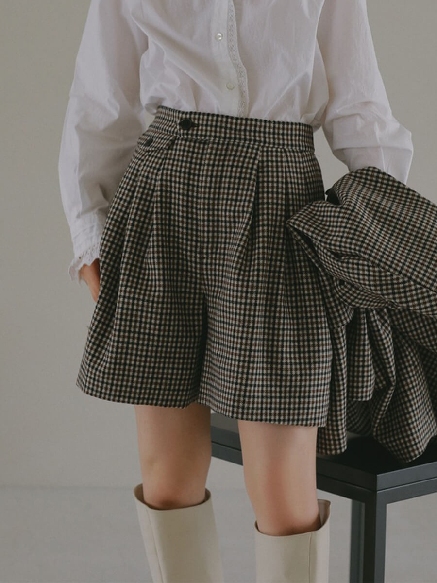 ウールチェックキュロットパンツ YAMADAYA STORE ウールチェックキュロットパンツ YAMADAYA STORE