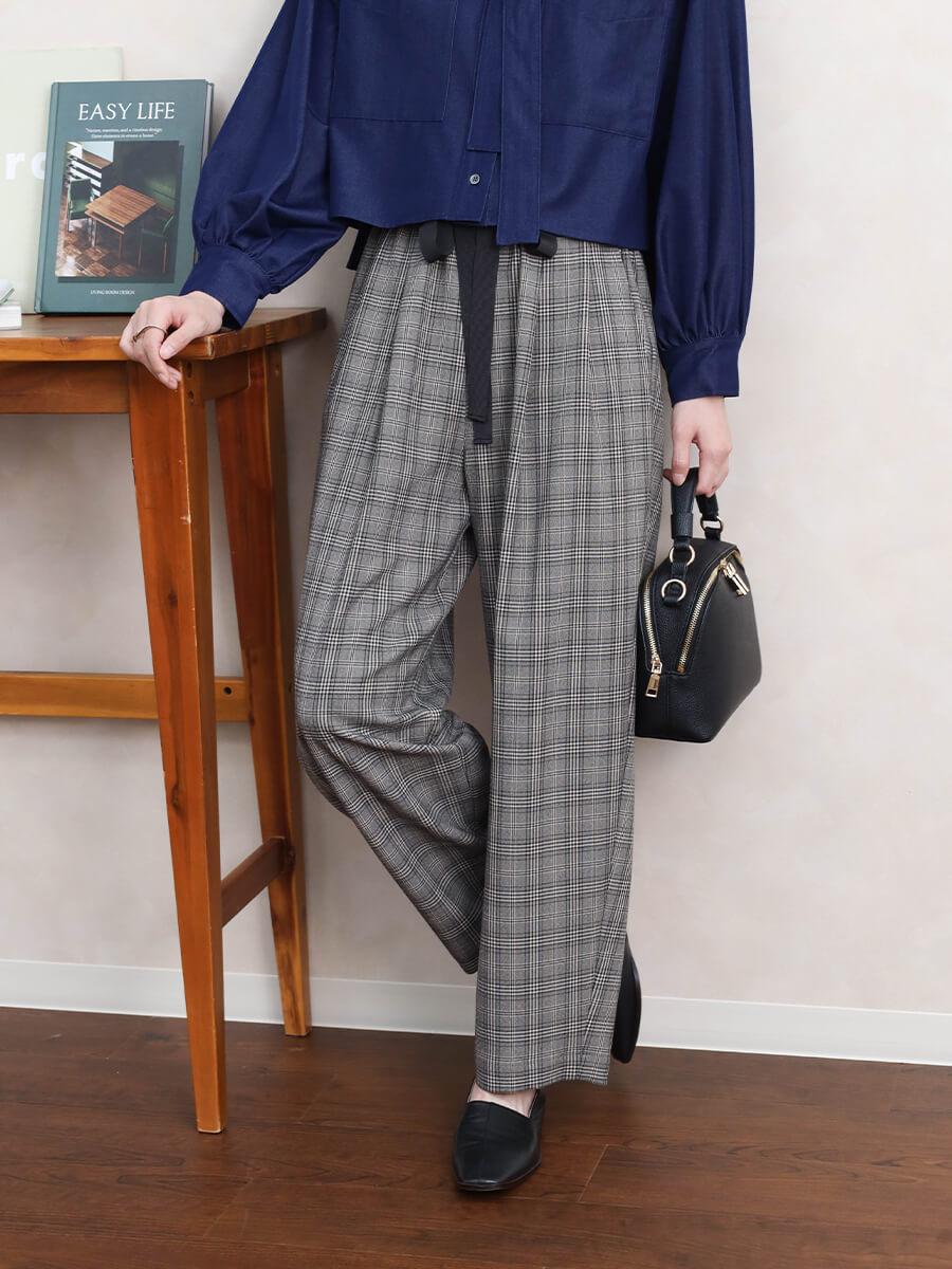 グレンチェックテーパードパンツ
