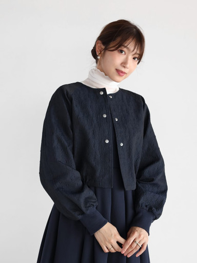 Vin NAVYxノーカラージャケット
