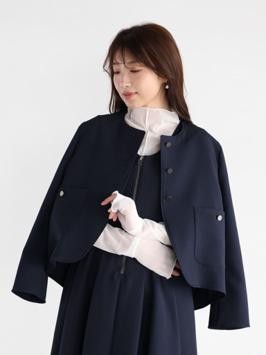 Vin NAVYxノーカラージャケット