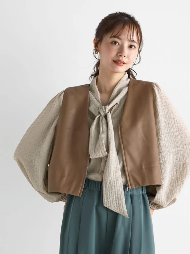 フェイクレザーZIPベスト - Vin - Vin｜YAMADAYA STORE