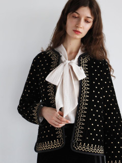 大人の旬スタイル！胸刺繍ベロアトラックジャケット ce1260042