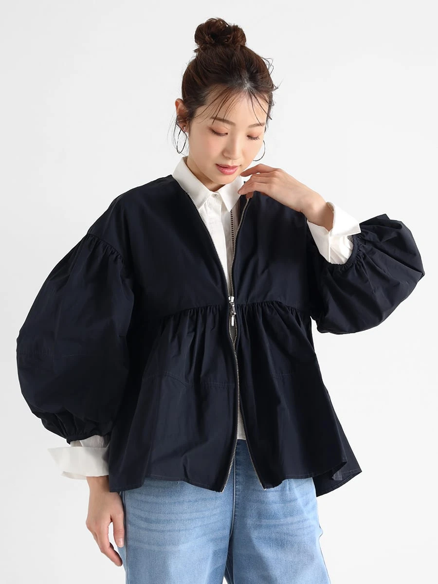 Vin ブラック ジャンパー バルーンスリーブ、ペプラム☆ バルーンスリーブペプラムブルゾン - Vin - Vin｜YAMADAYA STORE
