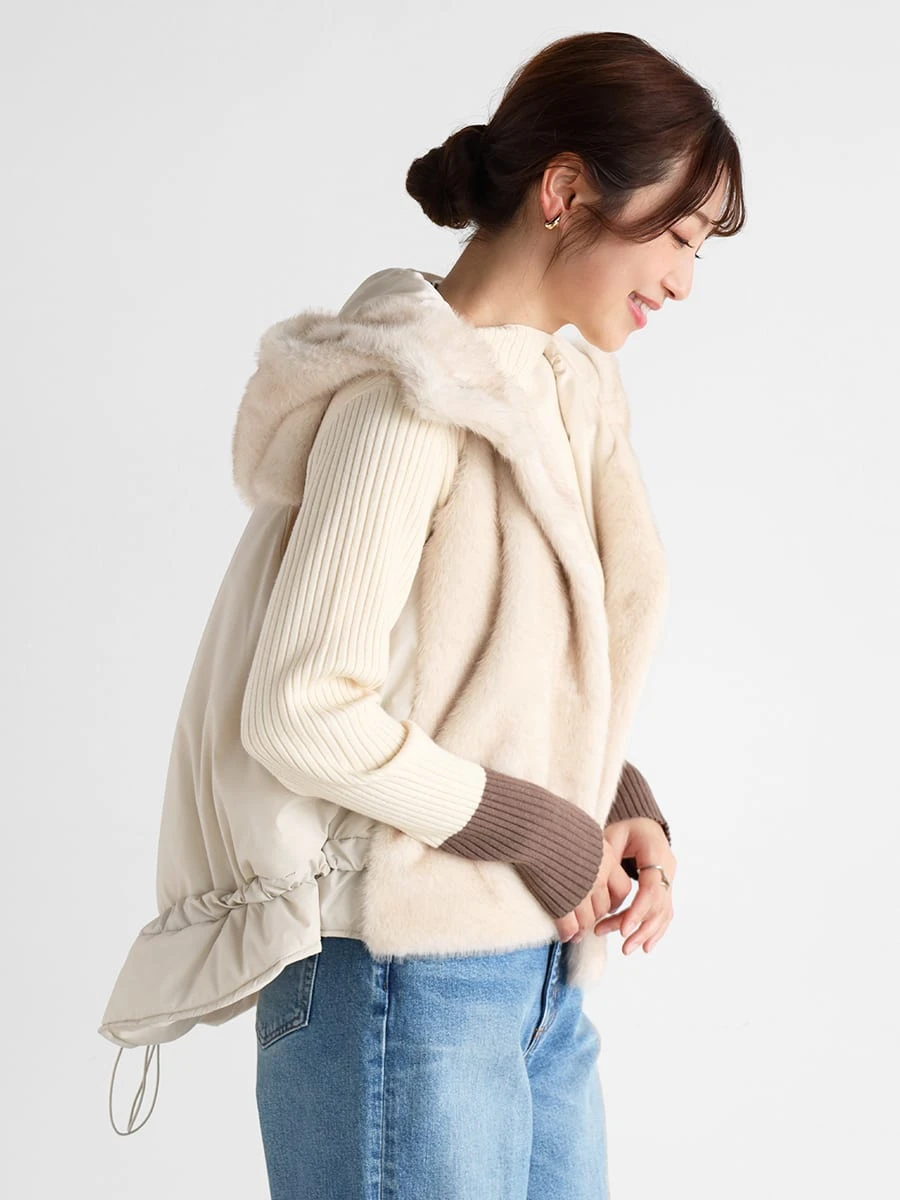 【VIN】ヤマダヤ フーデッドファーベスト - Vin limited - 新品 ヴァン Vin フーデッドファーベスト - Vin limited - （キャメル