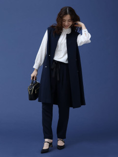 ✨極美品✨vin ヴァン ポイントパール ロング ジレ ジャケット ベージュ Lサイズあり【UNA VALERIE / ウナヴァレリェ】 フラワーレース