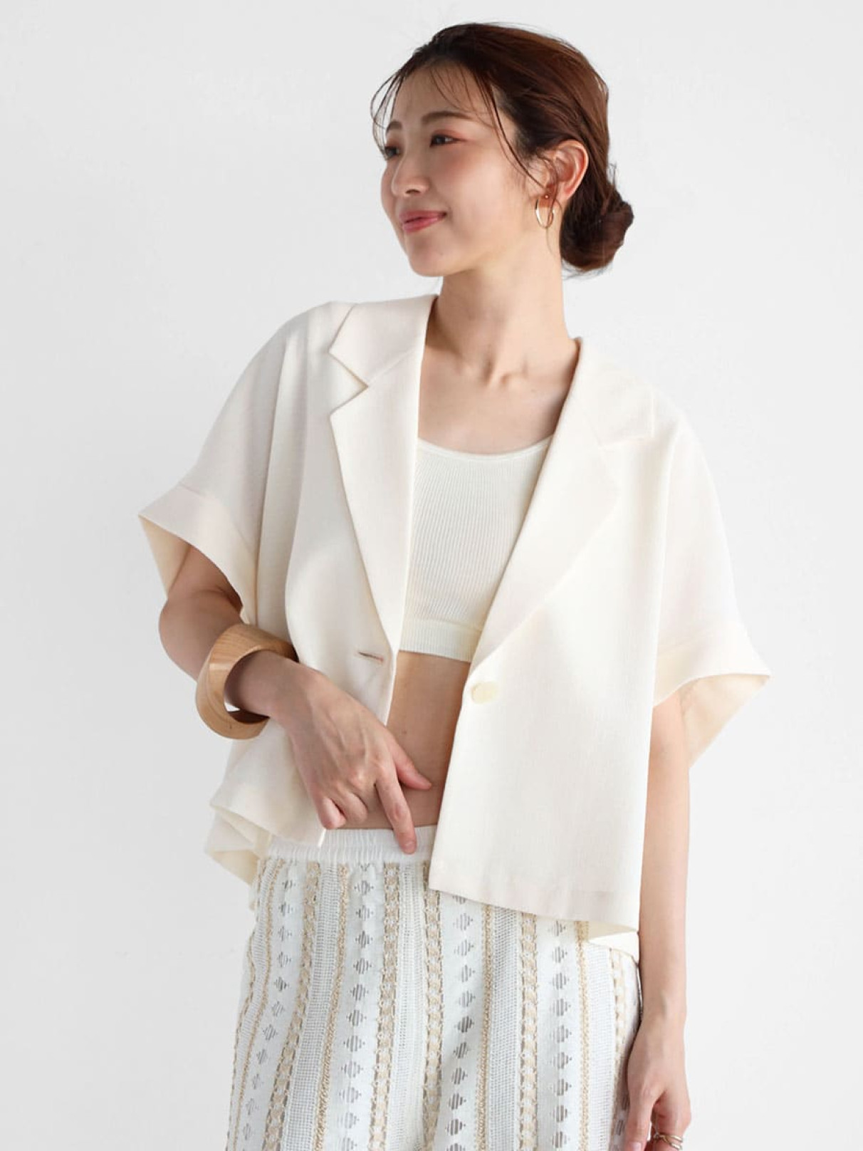ヤマダヤ　vin Ample リネンライクハーフスリーブジャケット新品 リネンライクハーフスリーブジャケット - Ample - Vin｜YAMADAYA