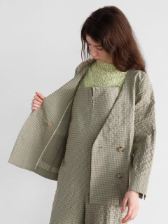 【YAMADAYA】Aga ノーカラージャケット ブラック　ビッグシルエット ノーカラージャケット ブラック - SINME ONLINE STORE