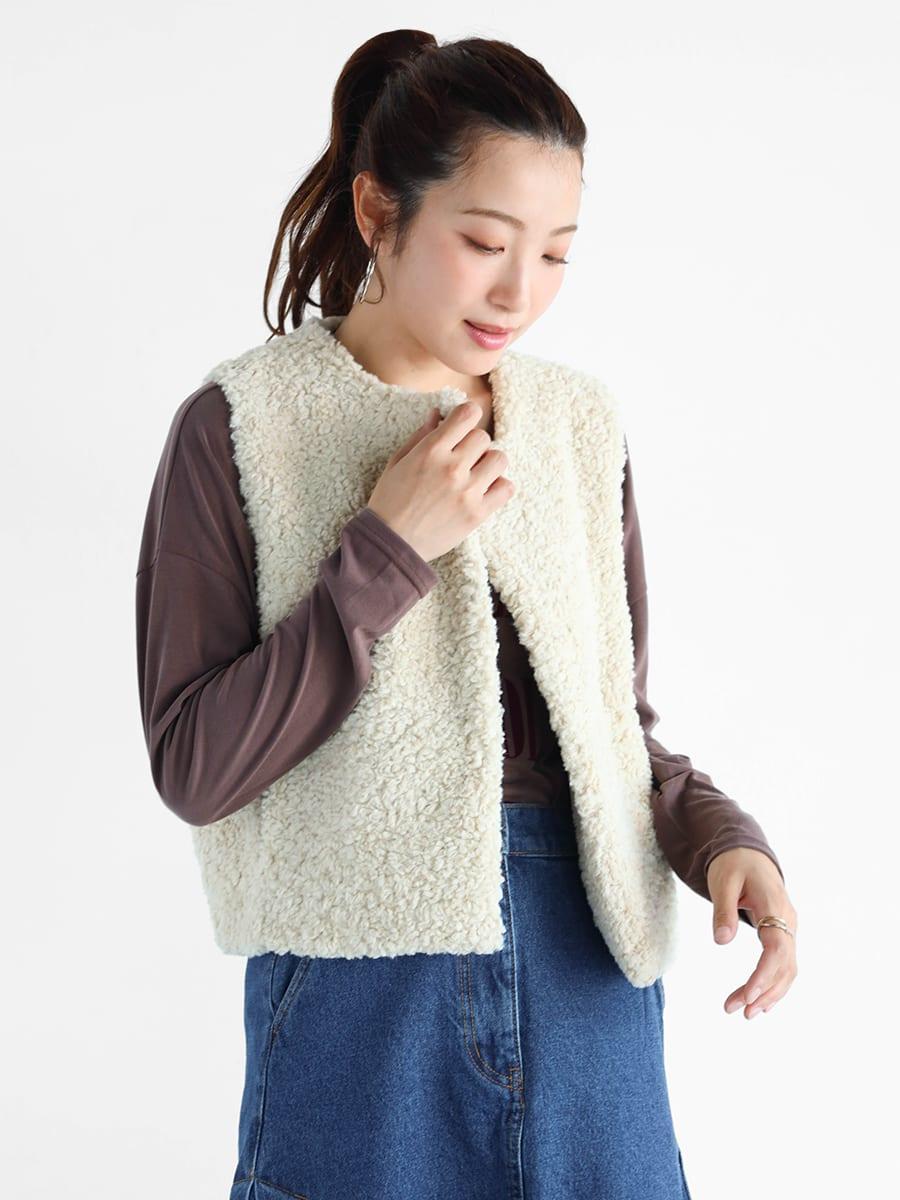 ノーカラーボアベスト YAMADAYA STORE ノーカラーボアベスト YAMADAYA STORE