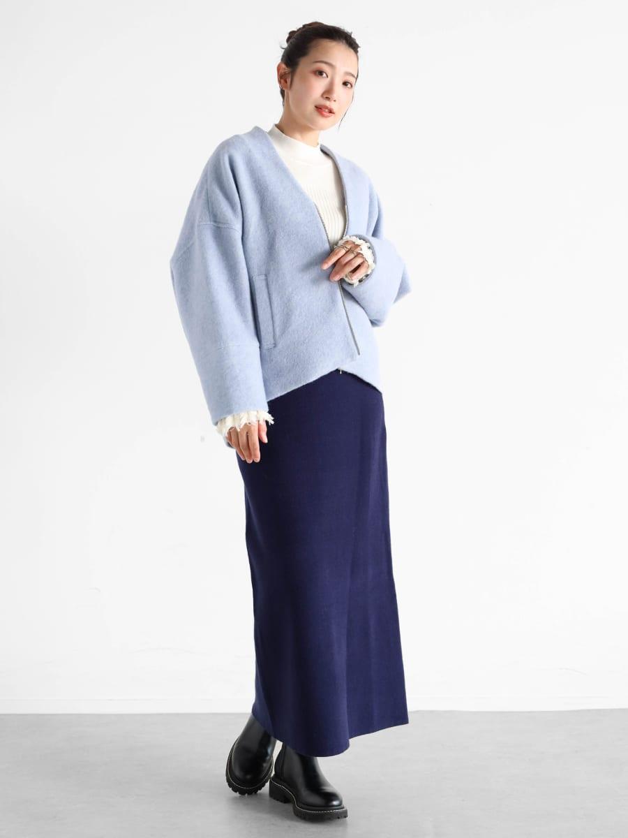 Vネックウールブレンドショートコート - Vin - Vin｜YAMADAYA STORE