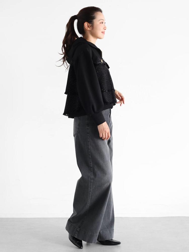 【新品】フリル　ツイード　ドッキング　パーカー　ヤマダヤ　vin フリルツイードドッキングパーカー - Vin - Vin｜YAMADAYA STORE