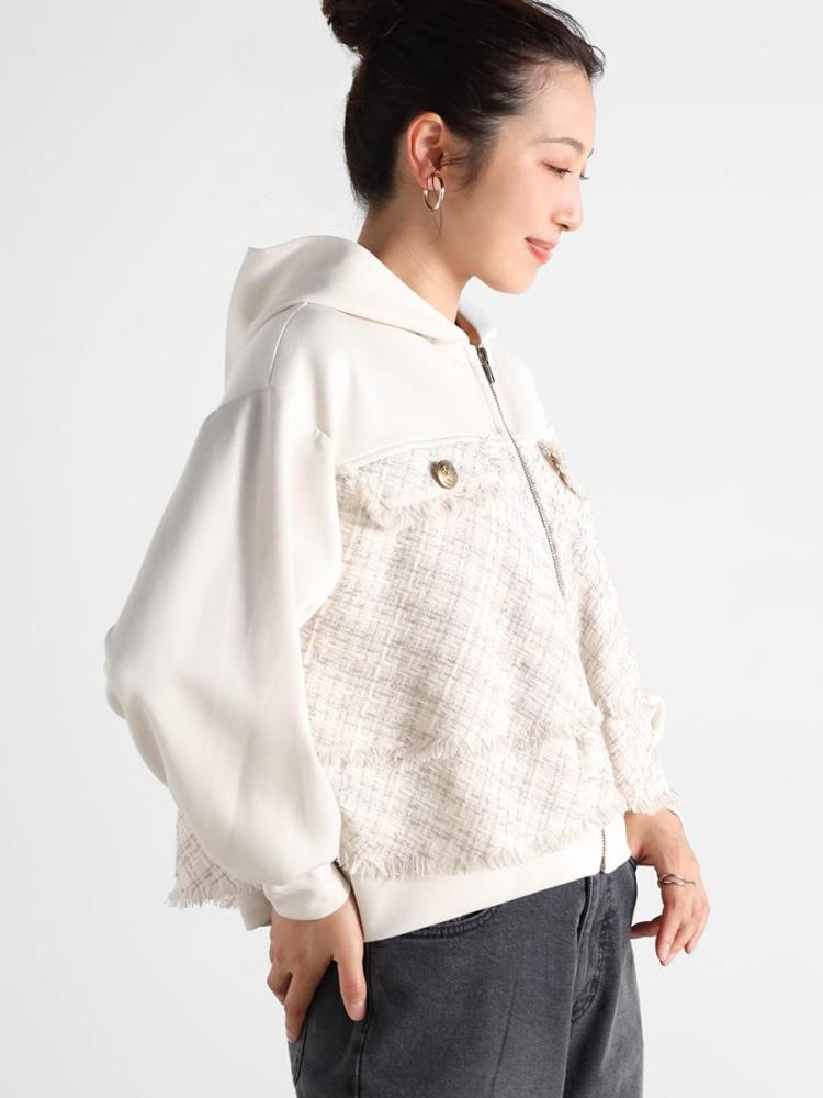 フリルツイードドッキングパーカー - Vin - Vin｜YAMADAYA STORE