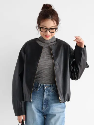 バルーンヘムフェイクレザージャケット - Vin - Vin｜YAMADAYA STORE