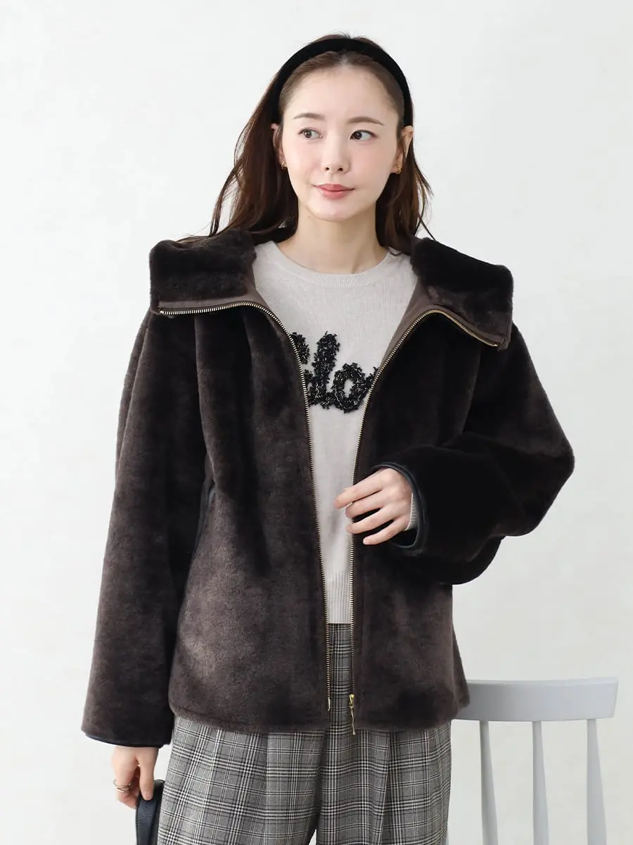 EXAMPLE ファージャケット フェイクファーフードブルゾン - Vin - Vin｜YAMADAYA STORE
