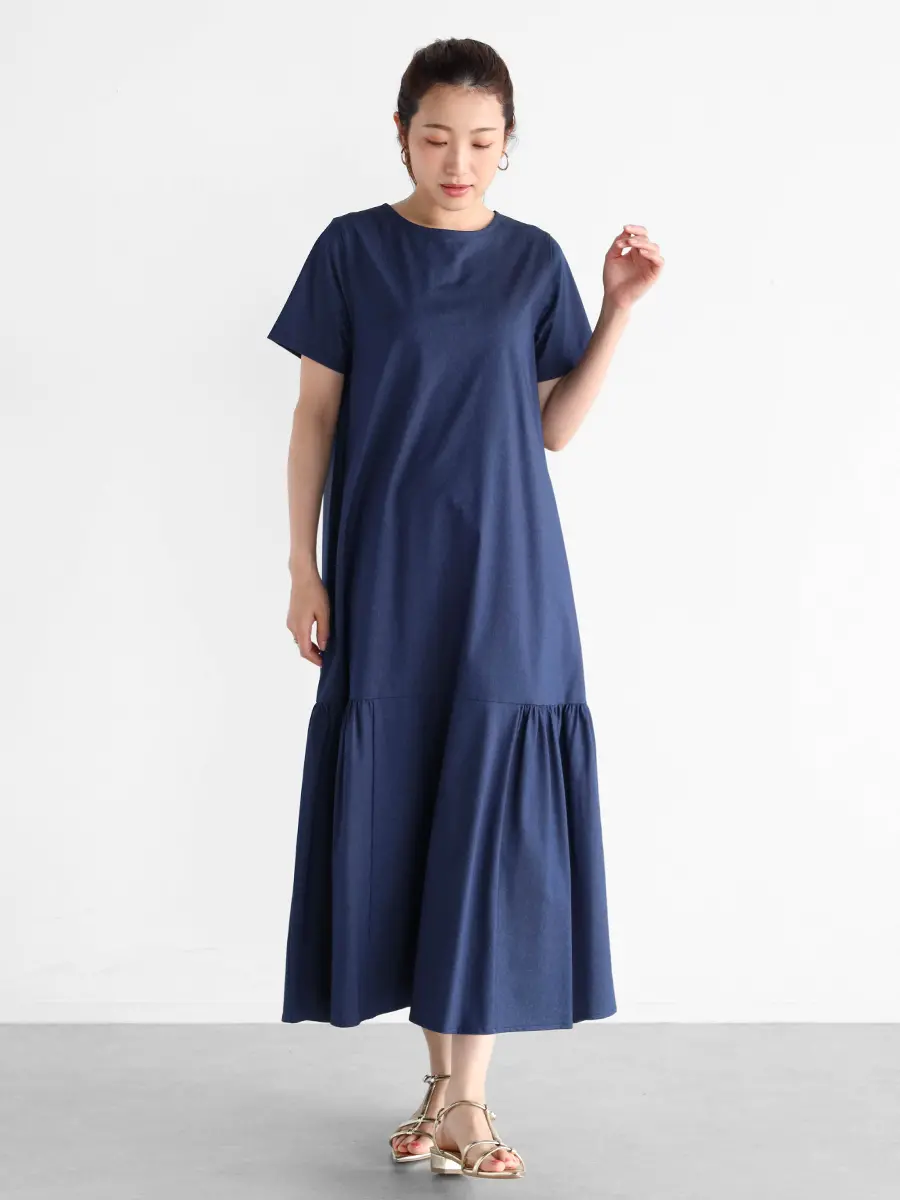 ギャザーヘムハーフスリーブワンピース - Vin - Vin｜YAMADAYA STORE