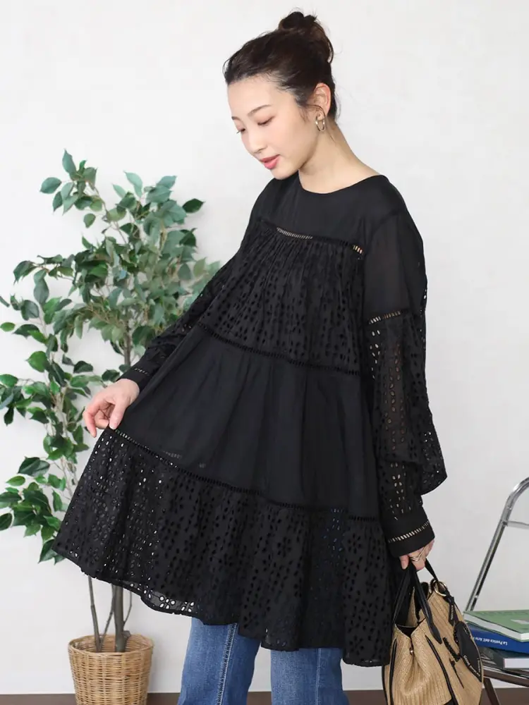 MaxMaraStudio 黒白 チュニック 長袖　L チュニックの商品一覧｜ファッション通販のYAMADAYA STORE