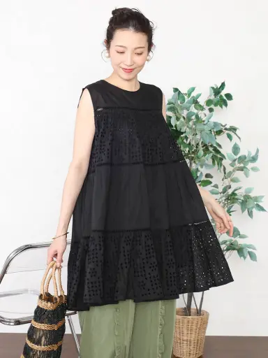 カットワークレースノースリーブチュニック - Vin - Vin｜YAMADAYA STORE