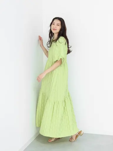 ふくれジャガードティアードワンピース - Vin - Vin｜YAMADAYA STORE
