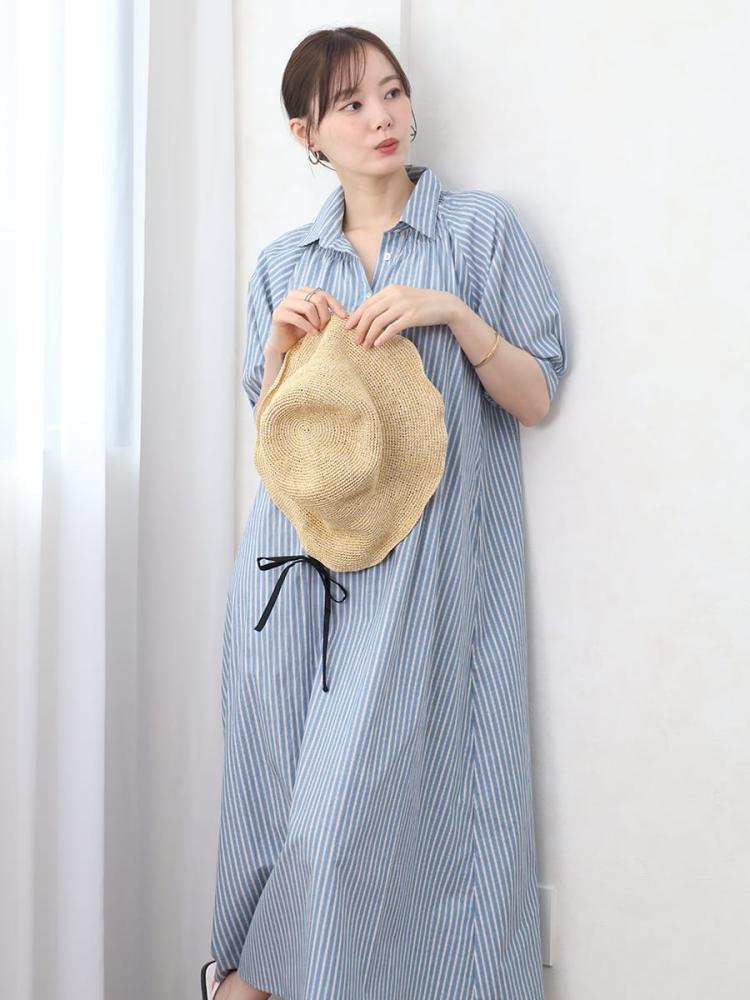【芽風】ストライプ シャツワンピース ストライプコットンシャツワンピース - Vin - Vin｜YAMADAYA STORE