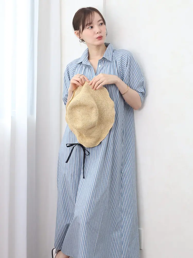 ストライプコットンシャツワンピース - Vin - Vin｜YAMADAYA STORE