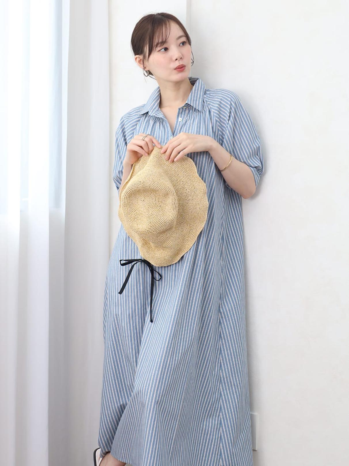 Theory【2種のストライプ柄／レイヤード＆ベルテッド】シャツワンピース ストライプコットンシャツワンピース - Vin - Vin｜YAMADAYA STORE