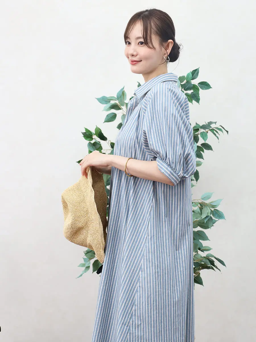 ストライプコットンシャツワンピース - Vin - Vin｜YAMADAYA STORE