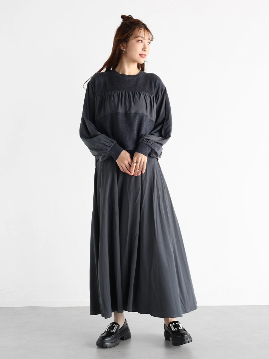 ヤマダヤ　ガルン　Aga Black 14Ｇ布帛ドッキング　ワンピース 14G布帛ドッキングOP - Aga Black - Aga｜YAMADAYA STORE