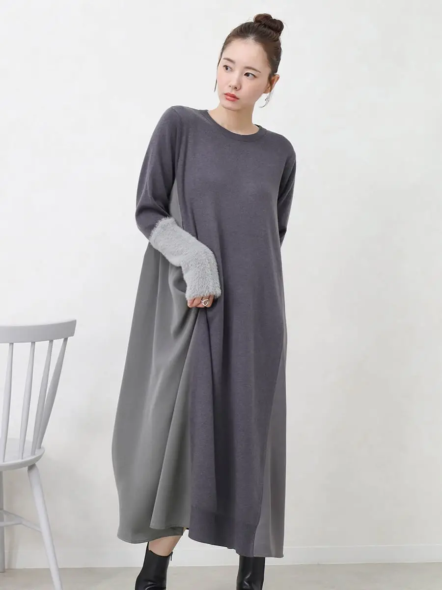 シャギースリーブ切替ニットワンピース - Vin - Vin｜YAMADAYA STORE