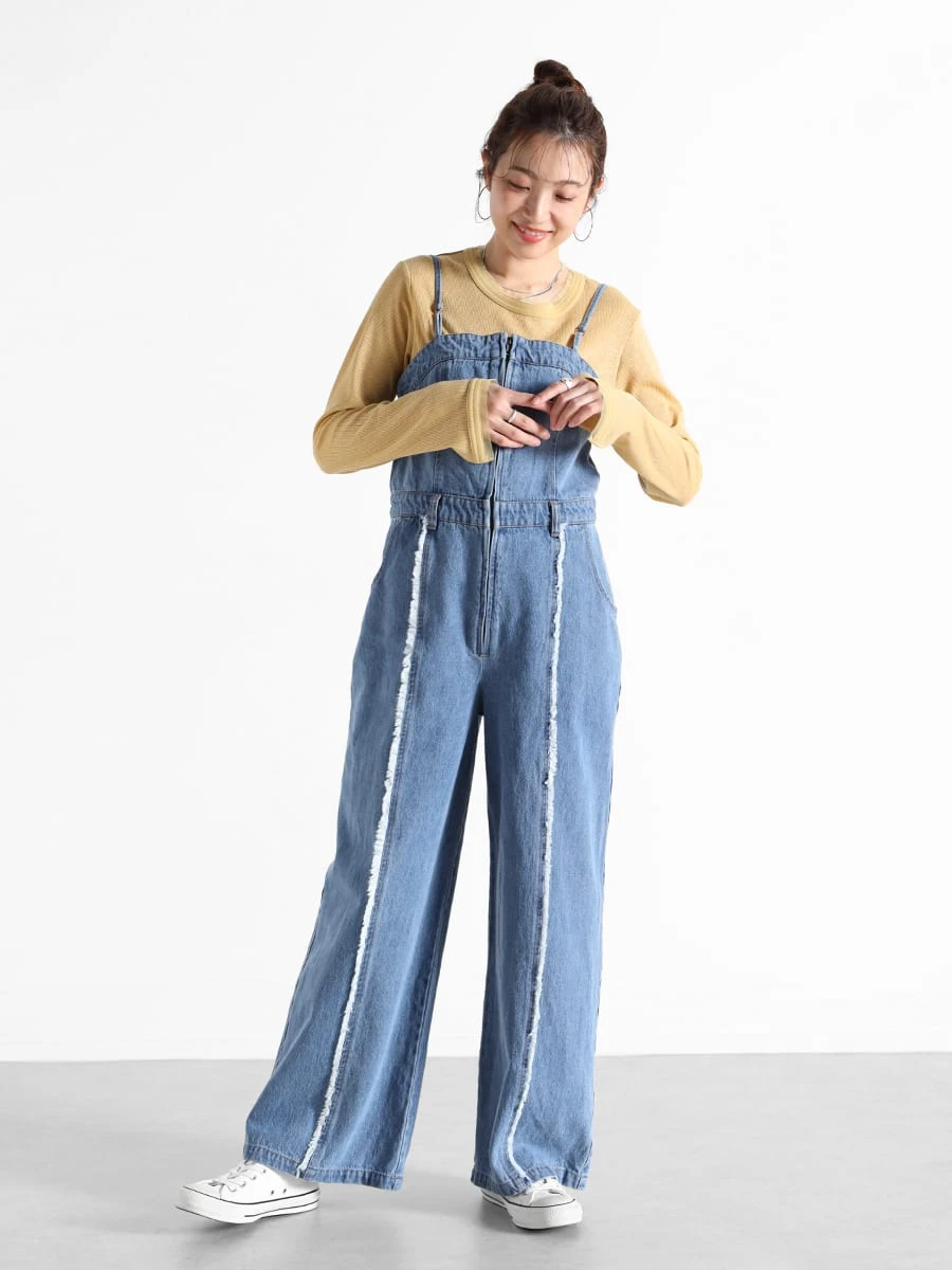 yuukana　oll デニム オールインワン オールインワン デニムオールインワンパンツつなぎ レディース
