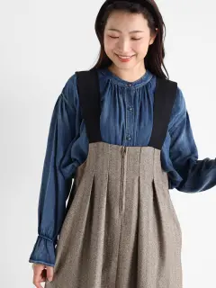 新品タグ付き　Vin ヴァン　サイドパールコットンジャンパースカート　ヤマダヤ Vinのジャンパースカートの商品一覧｜ファッション通販のYAMADAYA STORE