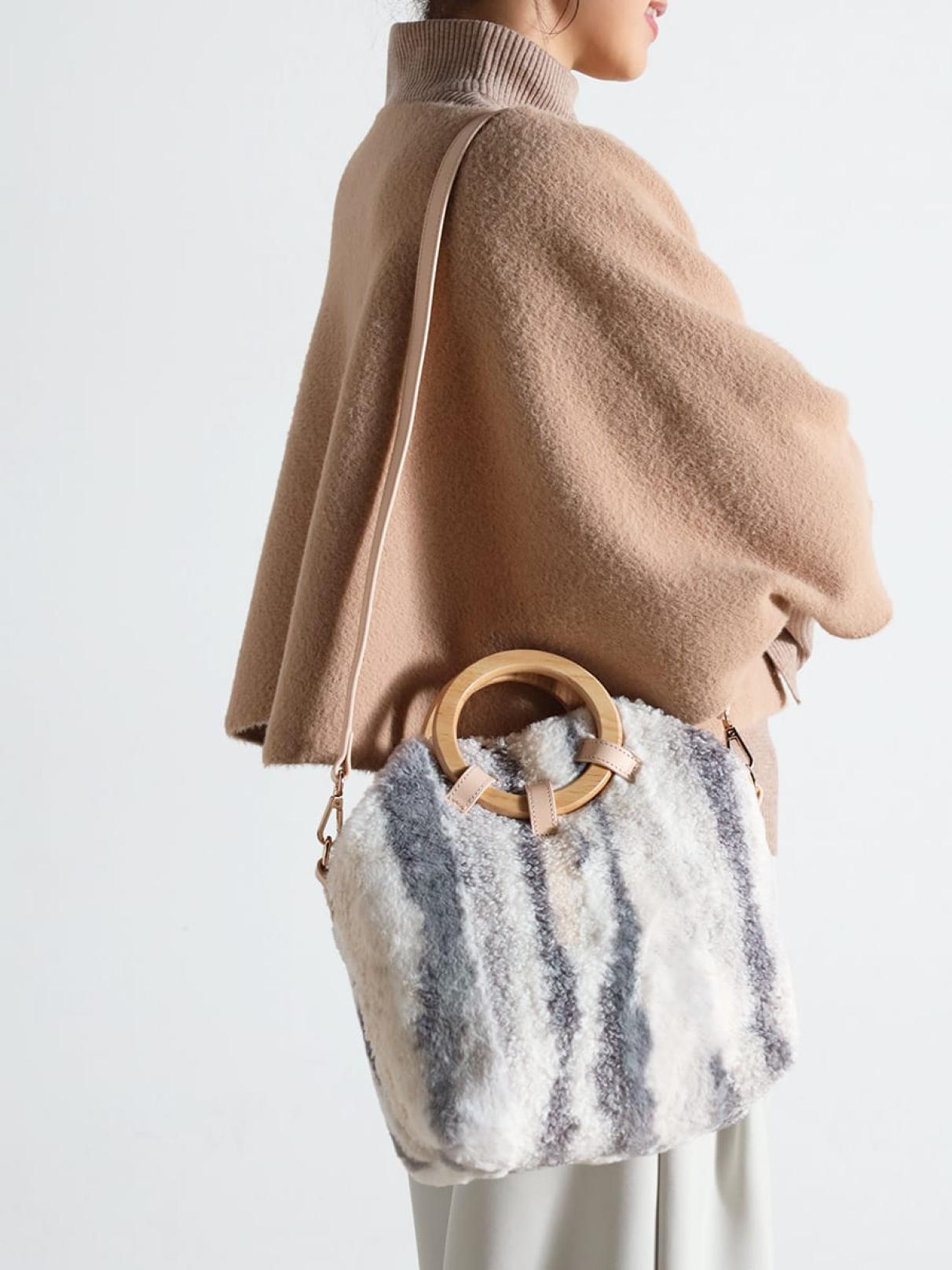 ファーコラージュウッドハンドルミニバッグ - Vin - Vin｜YAMADAYA STORE