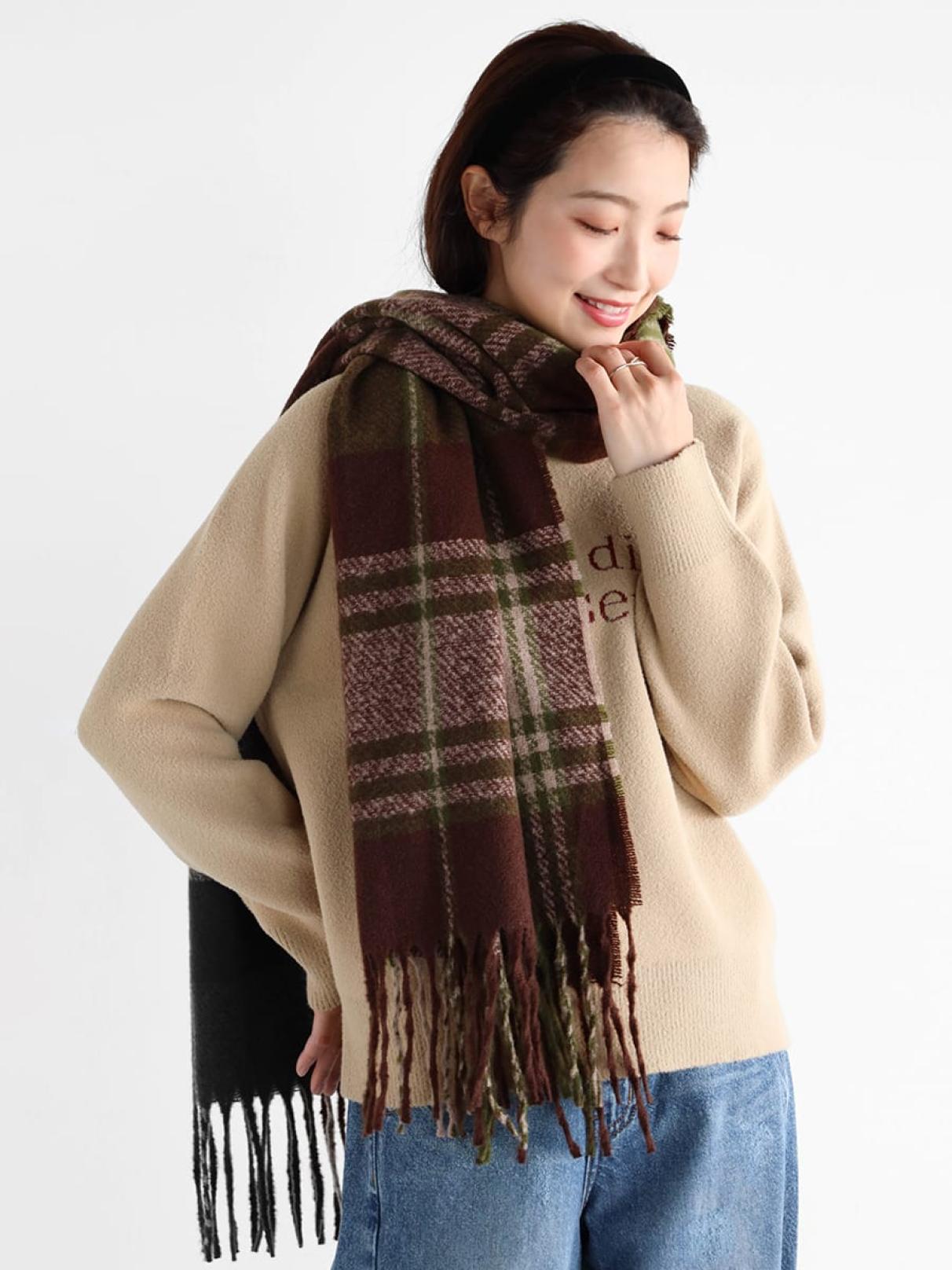 ループヤーンチェックストール - Vin - Vin｜YAMADAYA STORE