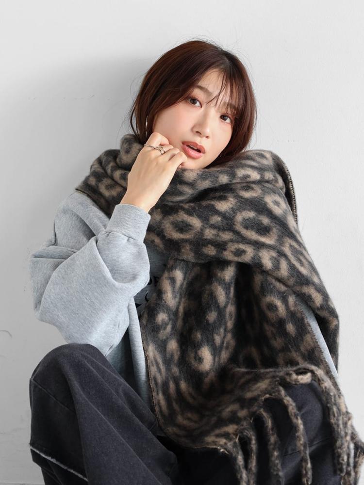 極美品】MaxMara マフラー テディベア レオパード柄 シルク混