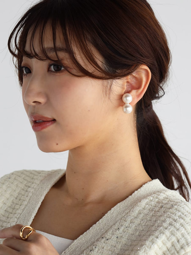 ダブルパールイヤリング - nouer - Vin｜YAMADAYA STORE 