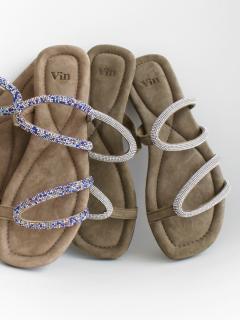 Nine West*ラインストーン*リボン*華奢なストラップ*サンダル Nine West*ラインストーン*リボン*華奢なストラップ*サンダル