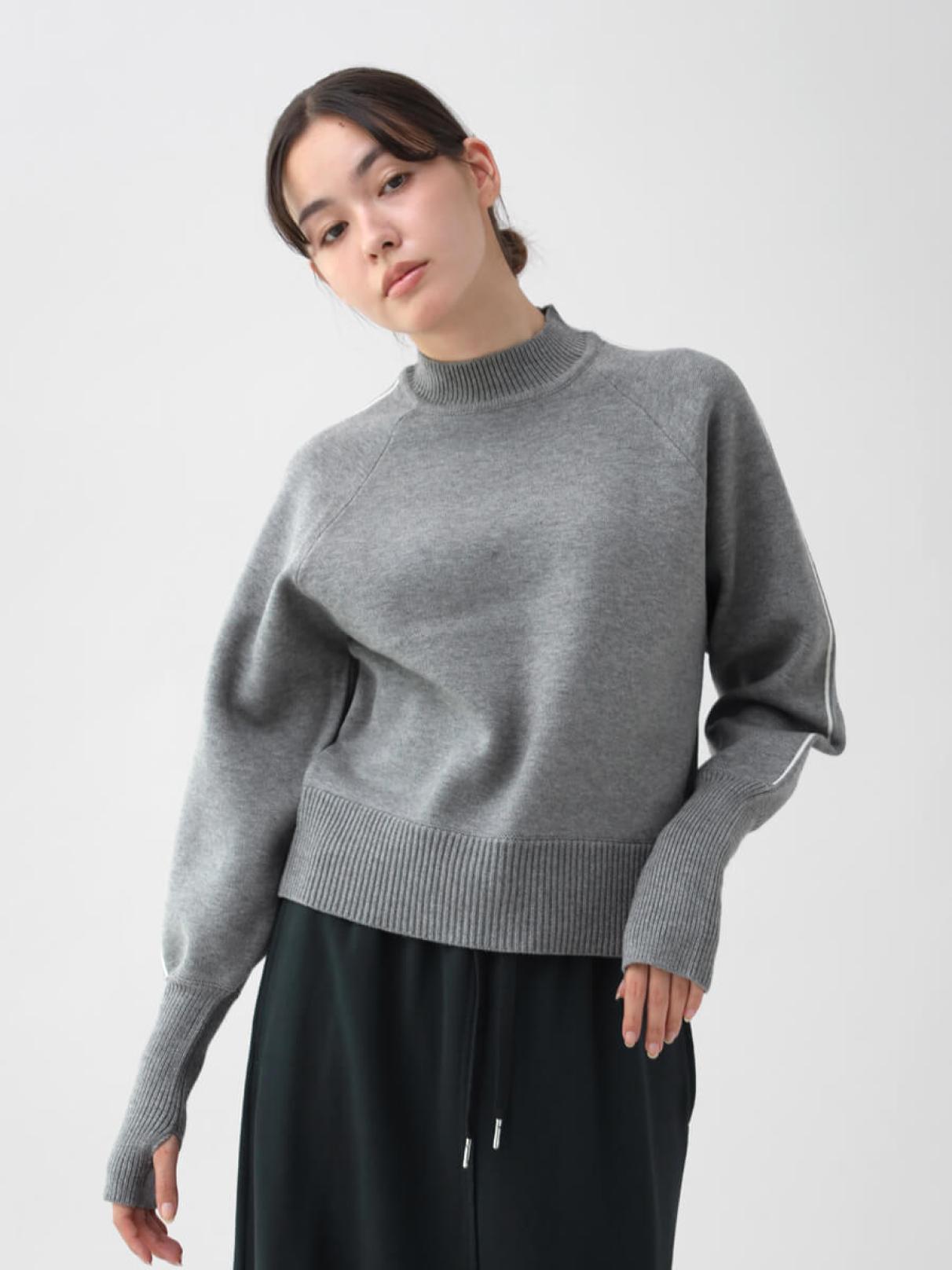 サイドラインモックネックニットプルオーバー - YORT - YORT