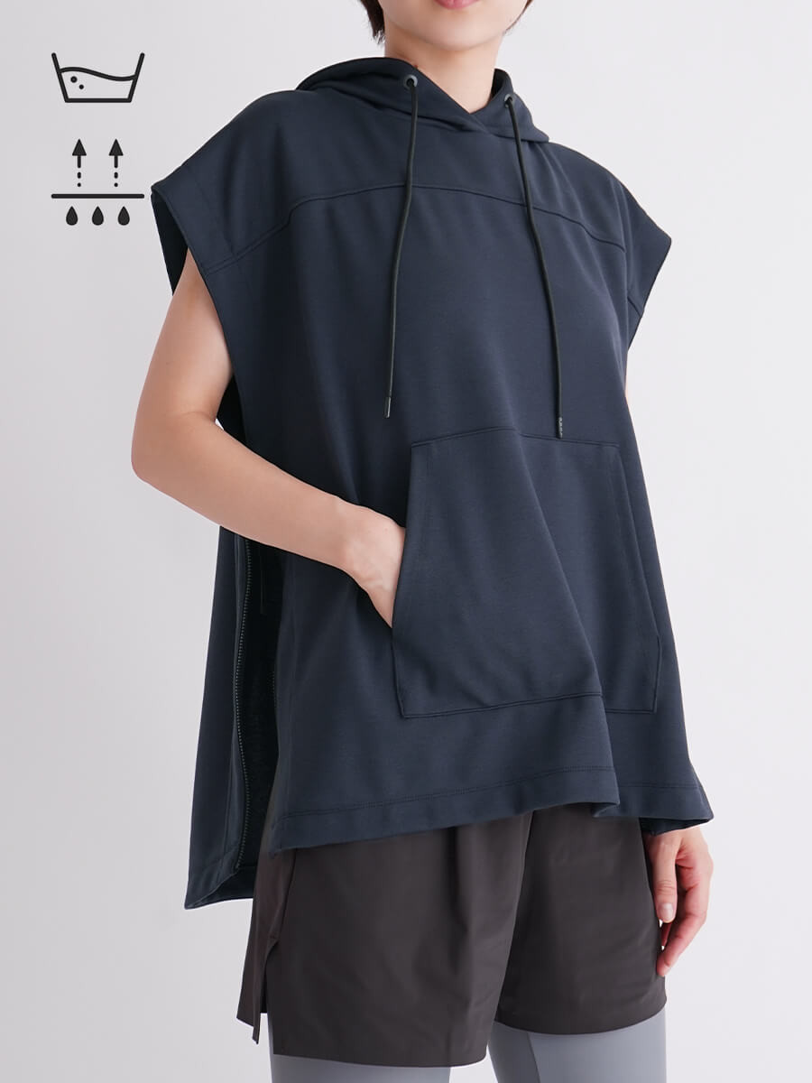 【吸水速乾】サイドジップフレンチスリーブフーディー YAMADAYA STORE 【吸水速乾】サイドジップフレンチスリーブフーディー YAMADAYA STORE