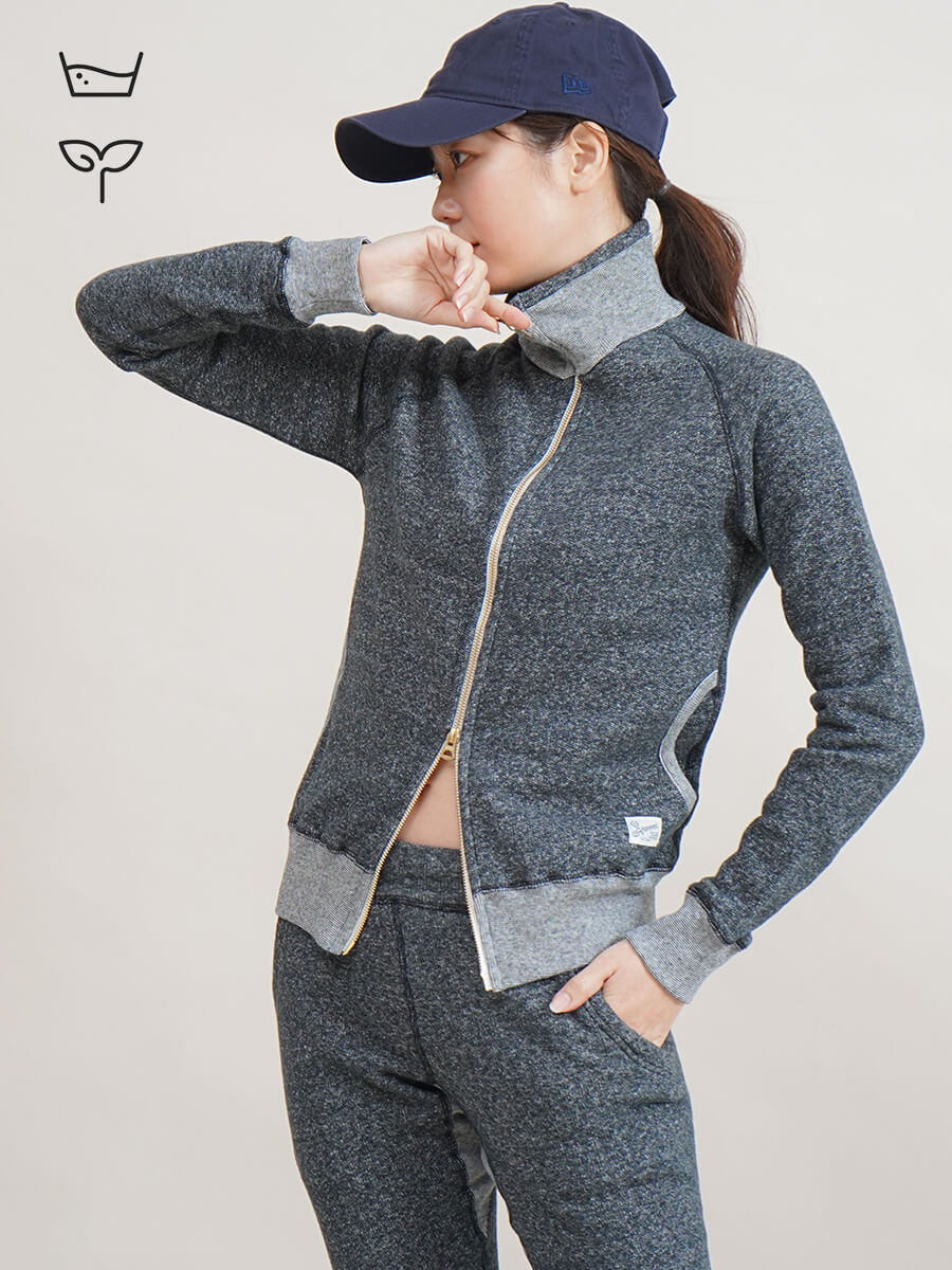 【サステナブル】スタンドネック スウェットジャケット YAMADAYA STORE 【サステナブル】スタンドネック スウェットジャケット YAMADAYA STORE