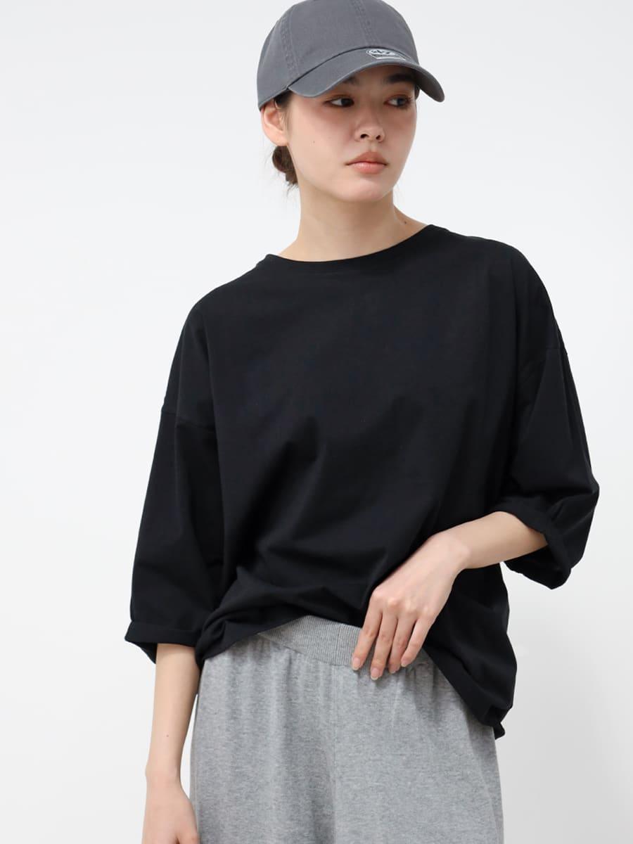 【ストレッチ】ボックスシルエットクルーネックT